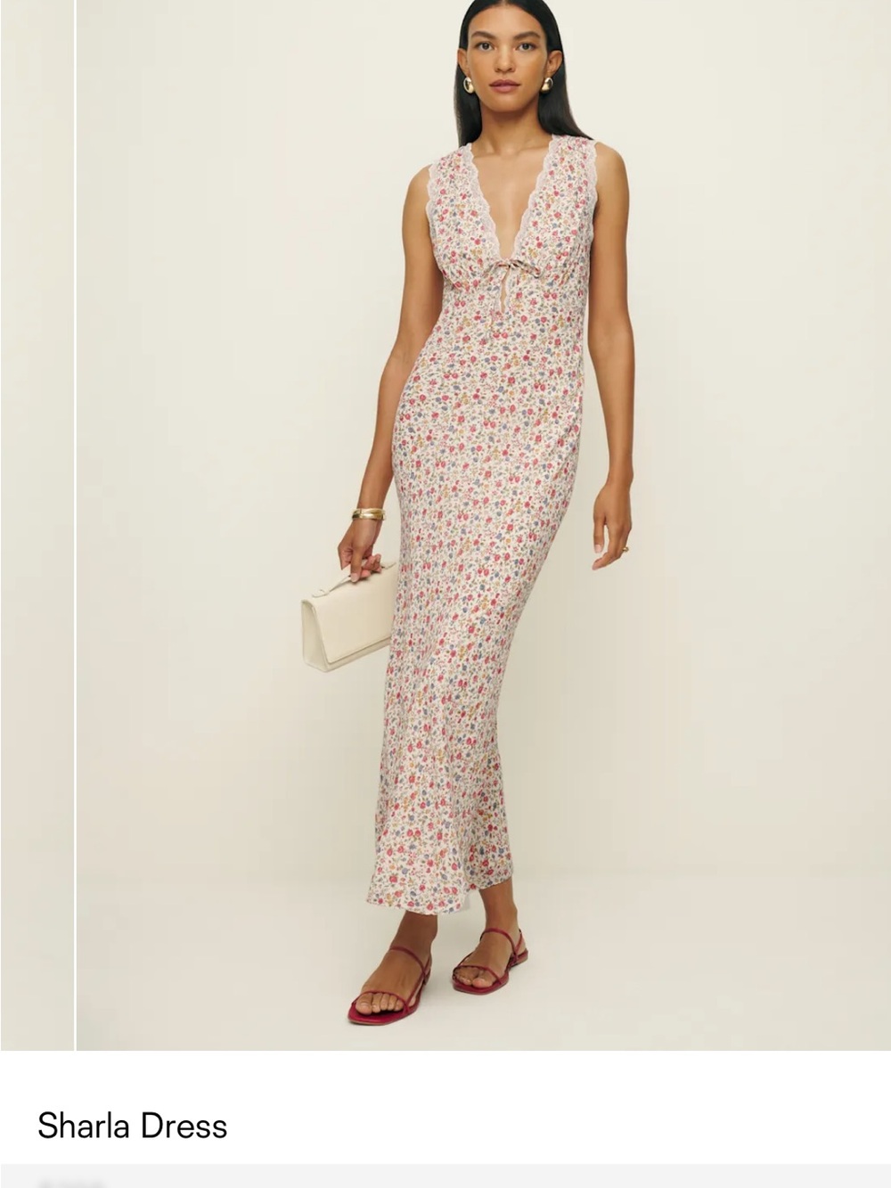 Reformation Sharla Maxi Dress in Cream with Pink Floral Print